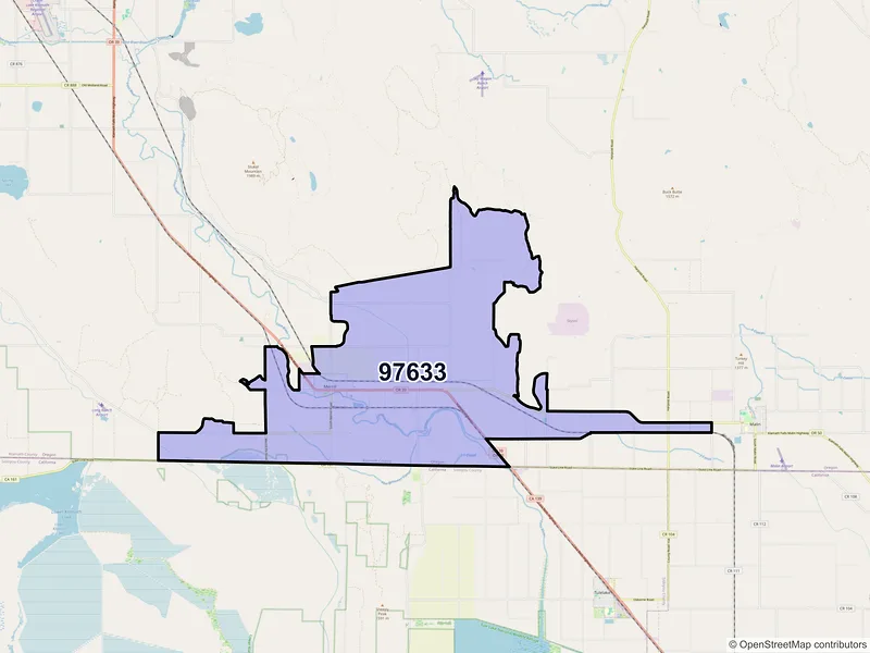 Map of Merrill, Oregon and ZIP codes