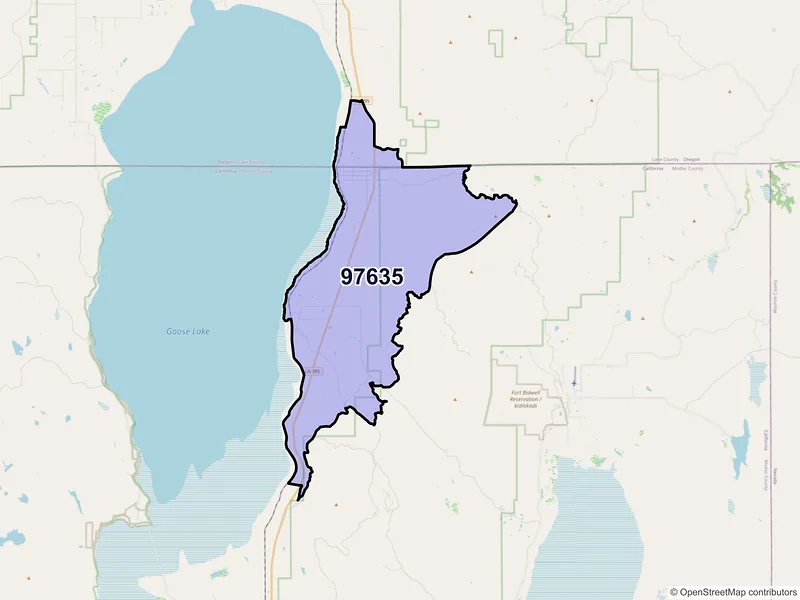 Map of New Pine Creek, Oregon and ZIP codes