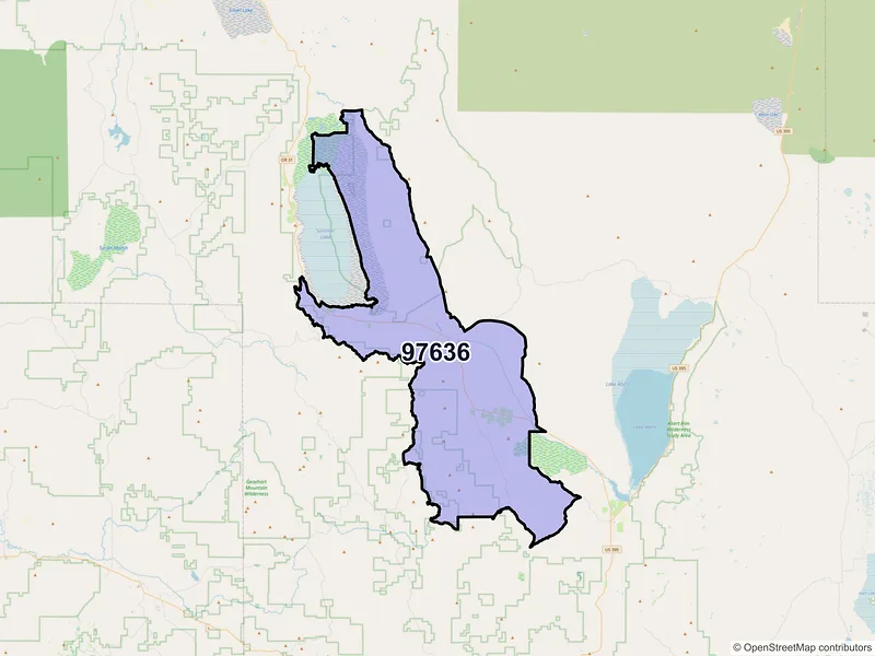 Map of Paisley, Oregon and ZIP codes