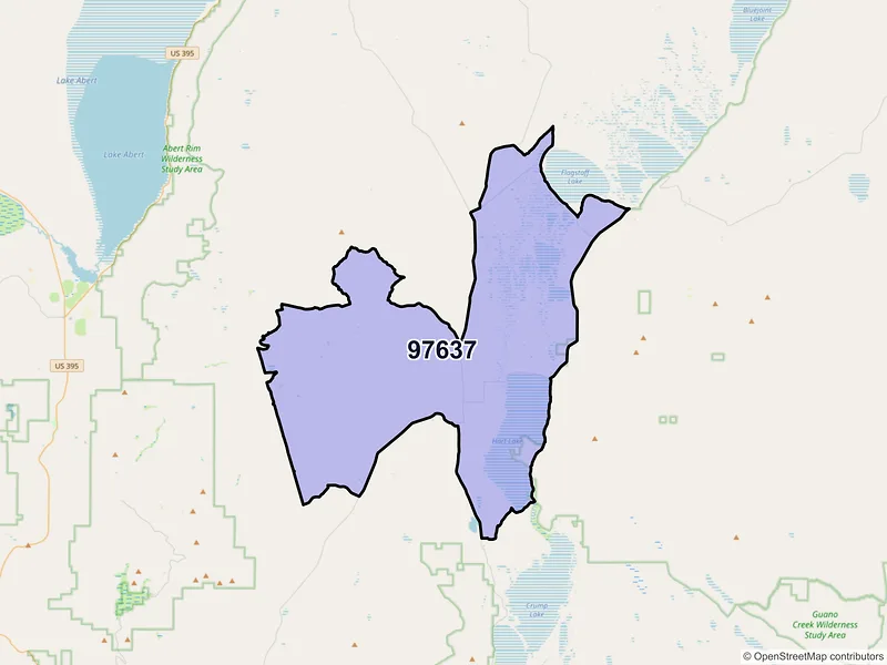 Map of Plush, Oregon and ZIP codes