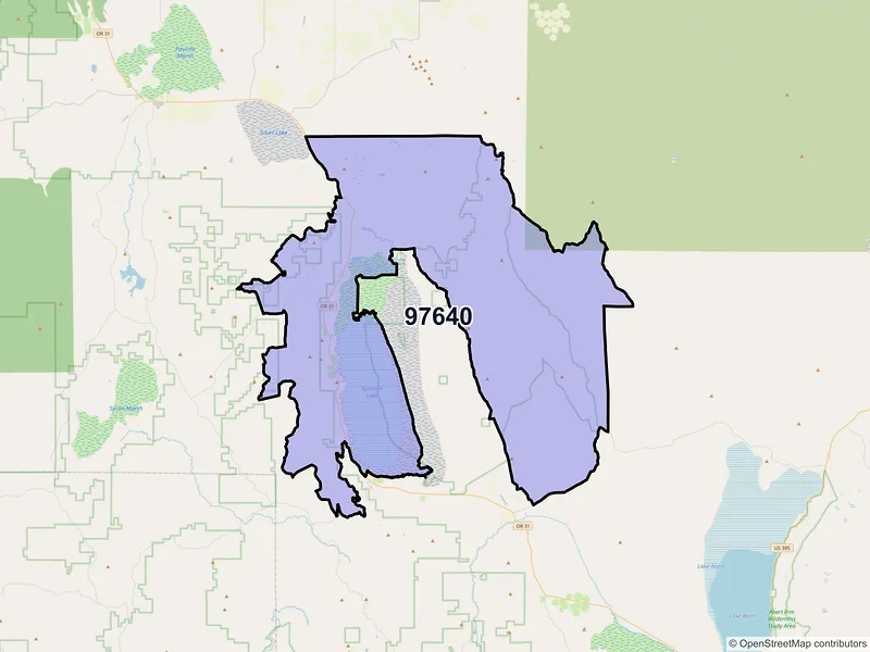 Map of Summer Lake, Oregon and ZIP codes