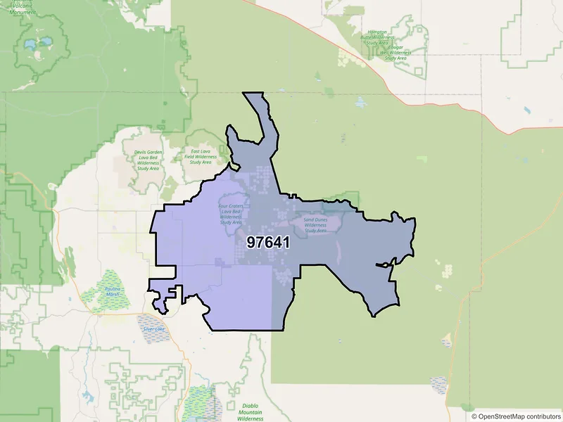 Map of Christmas Valley, Oregon and ZIP codes