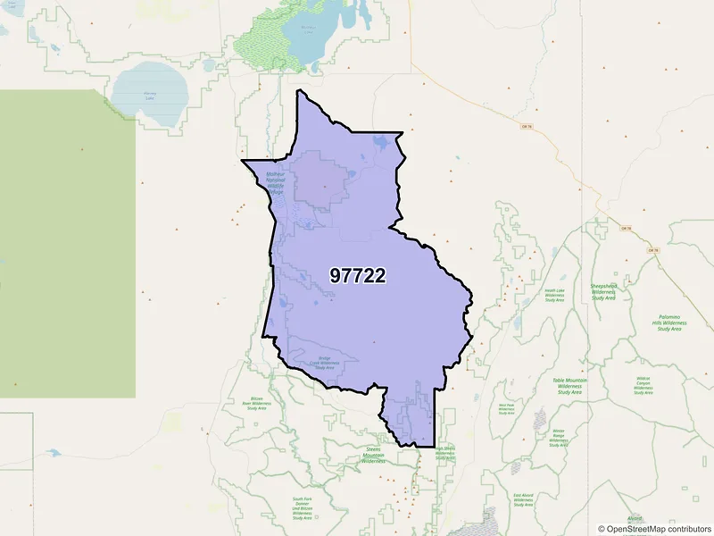 Map of Diamond, Oregon and ZIP codes