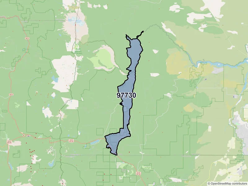 Map of Camp Sherman, Oregon and ZIP codes