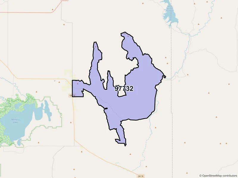 Map of Crane, Oregon and ZIP codes