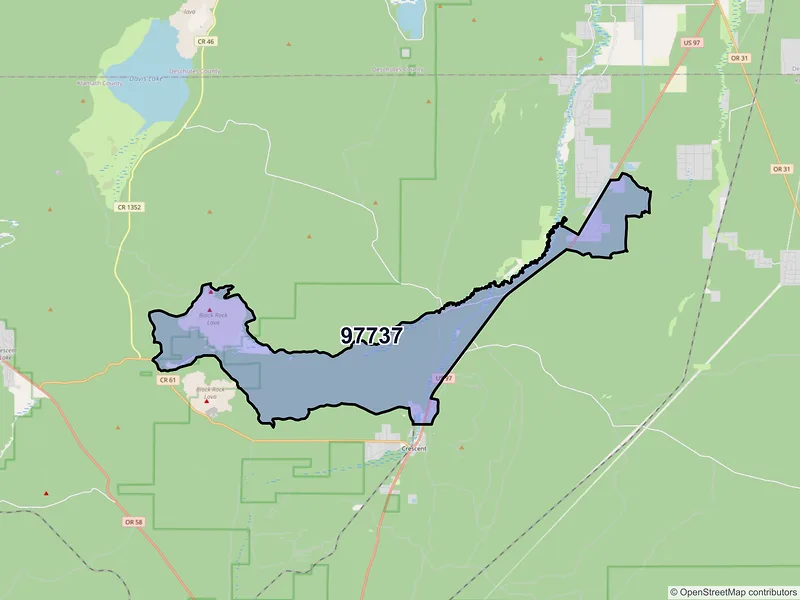 Map of Gilchrist, Oregon and ZIP codes