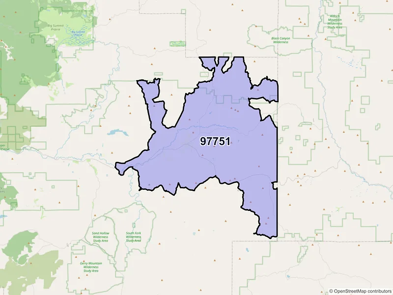 Map of Paulina, Oregon and ZIP codes