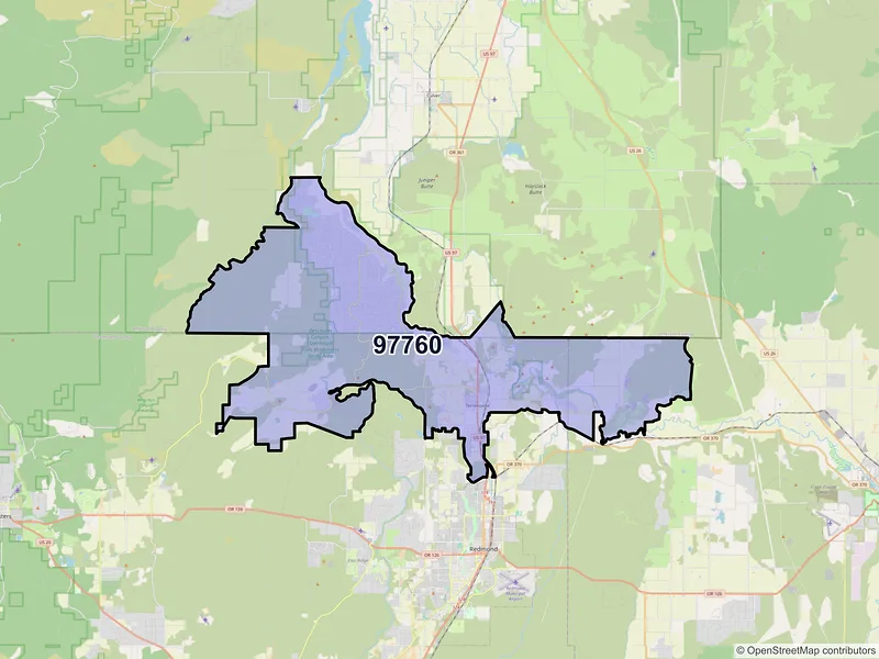 Map of Terrebonne, Oregon and ZIP codes