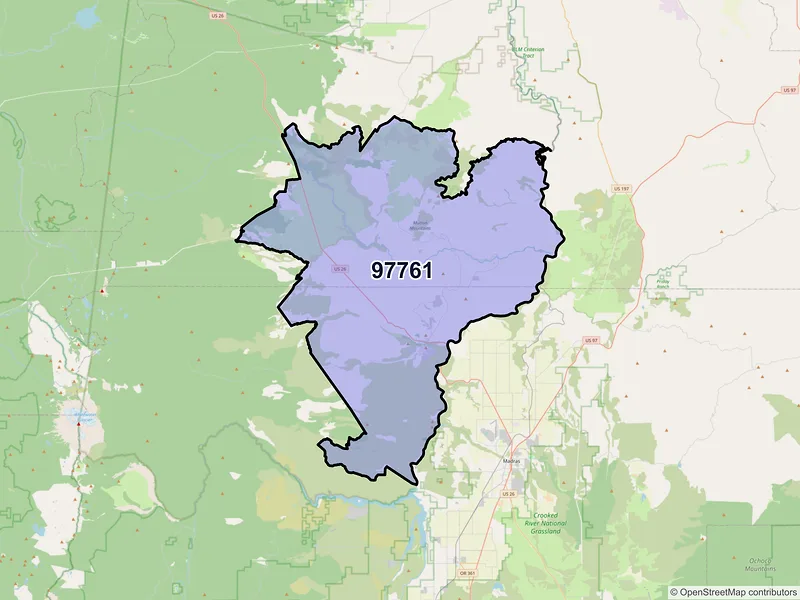 Map of Warm Springs, Oregon and ZIP codes