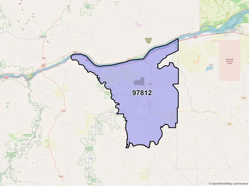 Map of Arlington, Oregon and ZIP codes