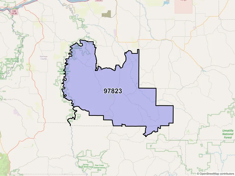 Map of Condon, Oregon and ZIP codes