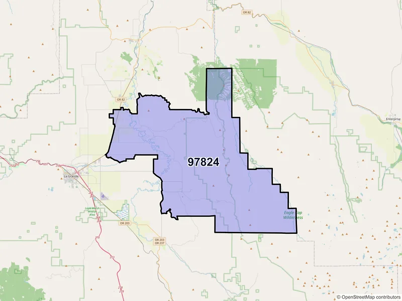 Map of Cove, Oregon and ZIP codes