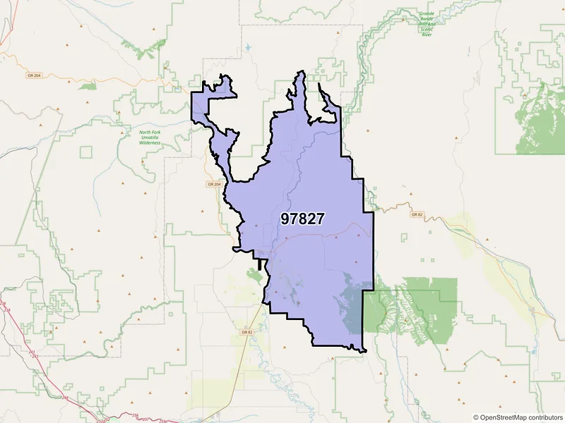 Map of Elgin, Oregon and ZIP codes