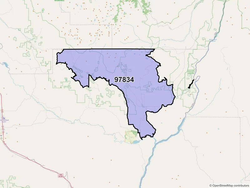 Map of Halfway, Oregon and ZIP codes