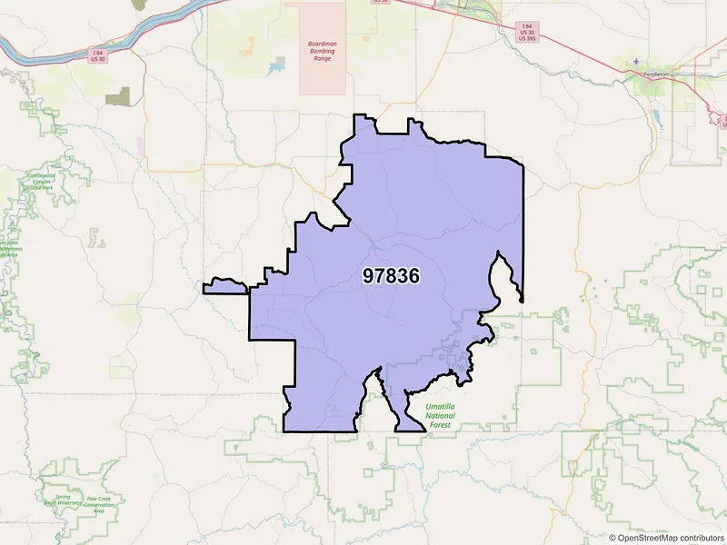 Map of Heppner, Oregon and ZIP codes