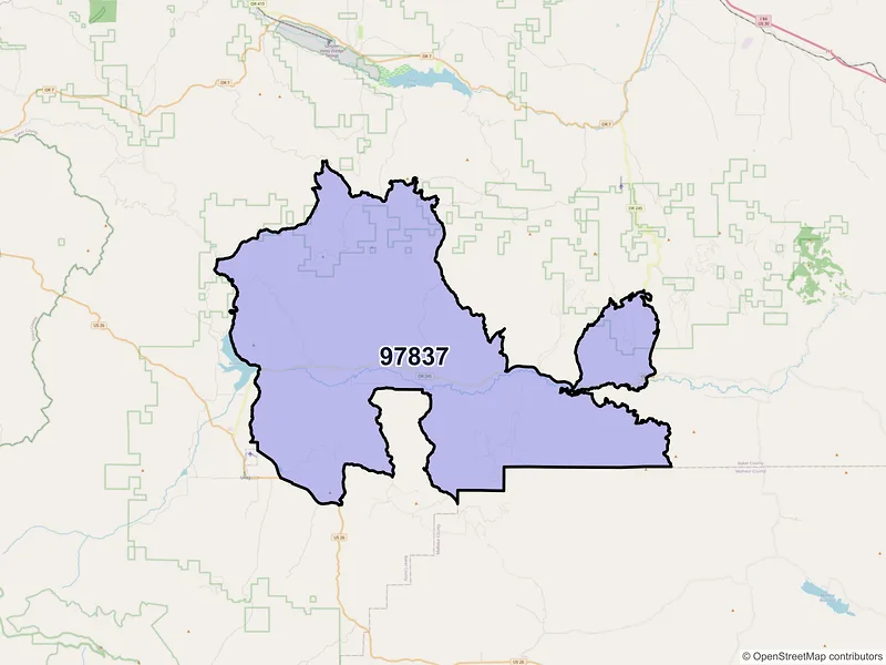 Map of Hereford, Oregon and ZIP codes