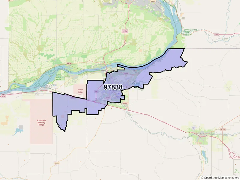 Map of Hermiston, Oregon and ZIP codes
