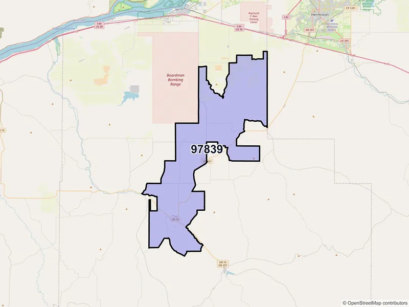 Map of Lexington, Oregon and ZIP codes