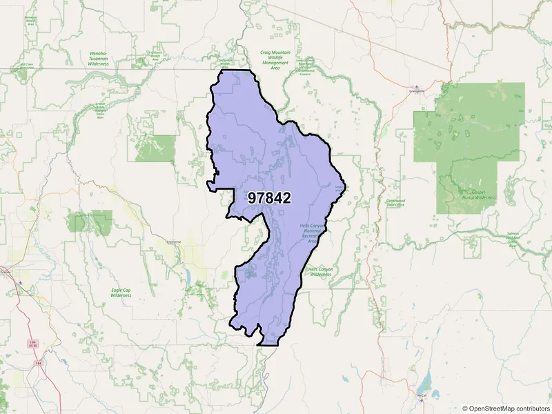 Map of Imnaha, Oregon and ZIP codes
