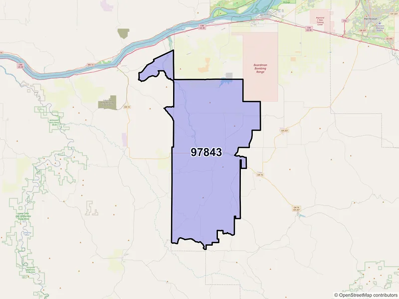 Map of Ione, Oregon and ZIP codes