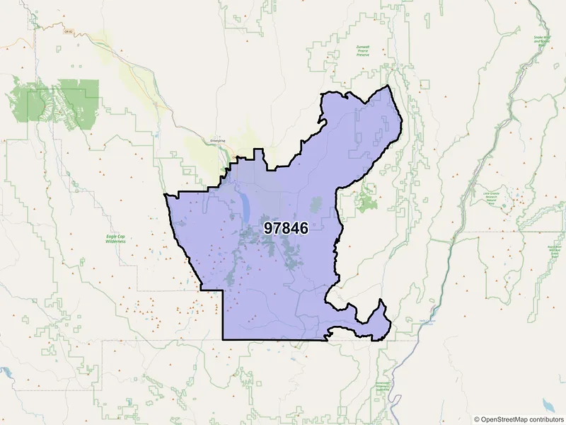 Map of Joseph, Oregon and ZIP codes