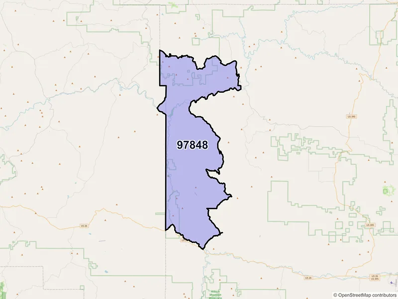 Map of Kimberly, Oregon and ZIP codes