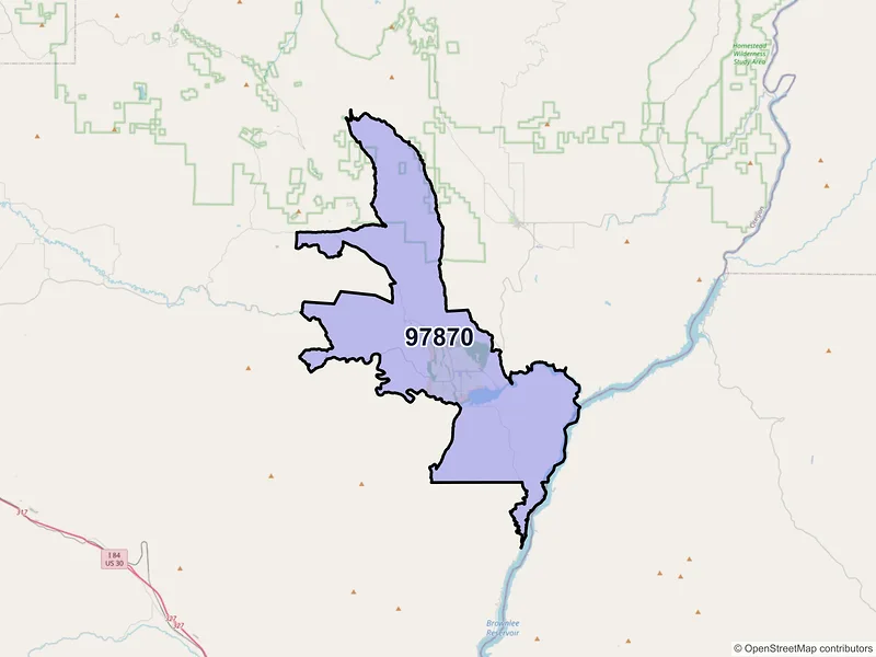 Map of Richland, Oregon and ZIP codes