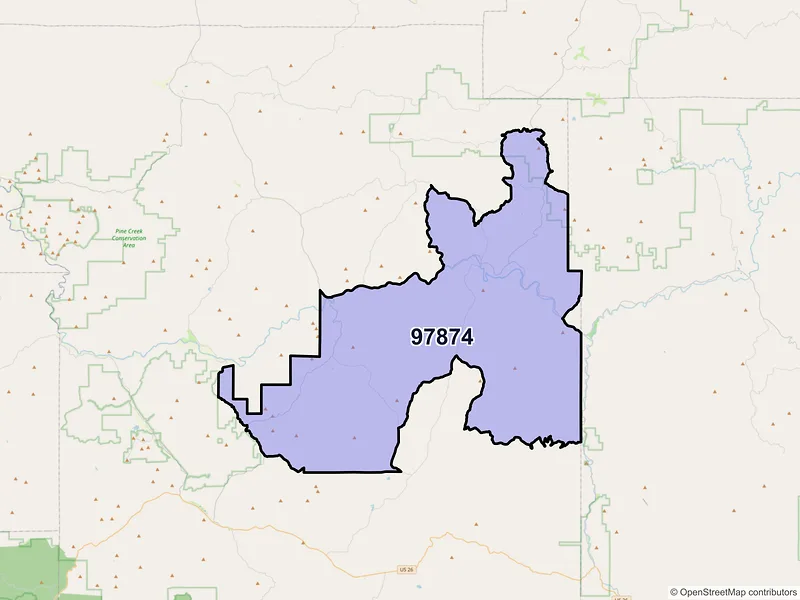 Map of Spray, Oregon and ZIP codes