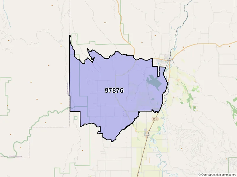 Map of Summerville, Oregon and ZIP codes