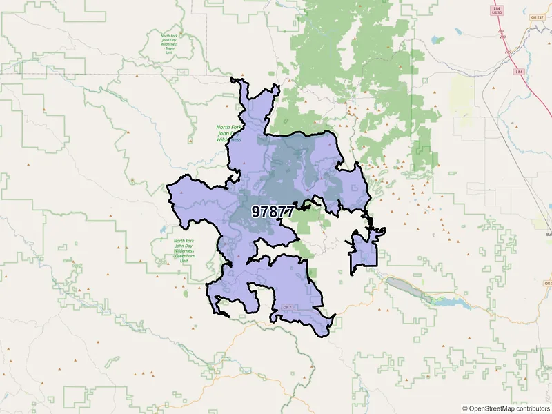 Map of Sumpter, Oregon and ZIP codes