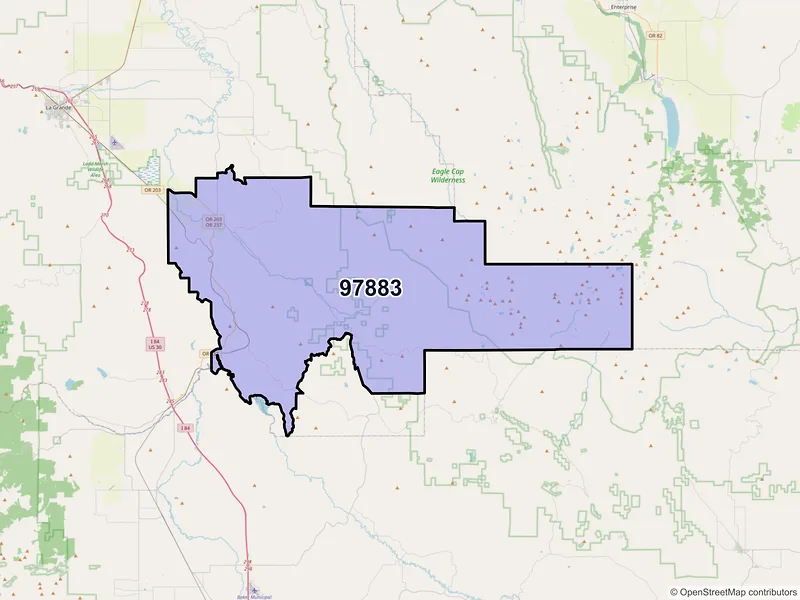Map of Union, Oregon and ZIP codes