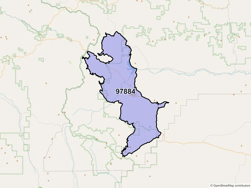 Map of Unity, Oregon and ZIP codes