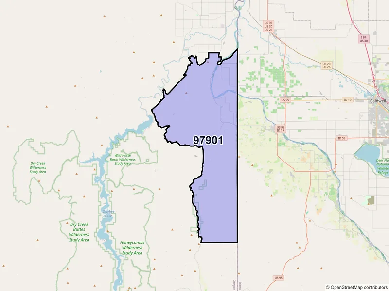 Map of Adrian, Oregon and ZIP codes
