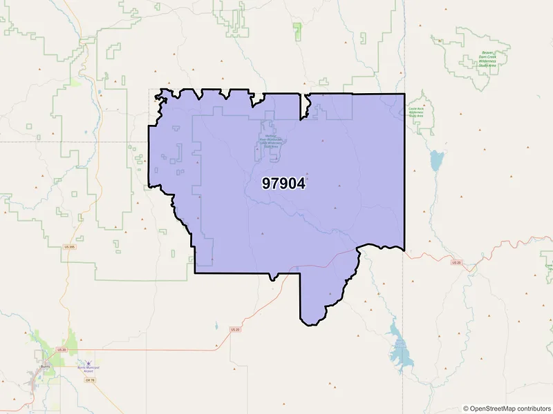 Map of Drewsey, Oregon and ZIP codes