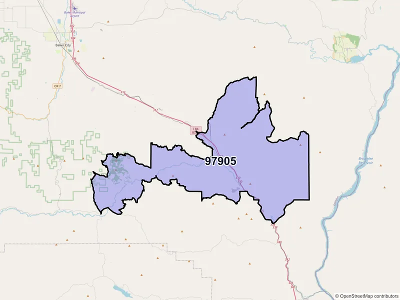 Map of Durkee, Oregon and ZIP codes