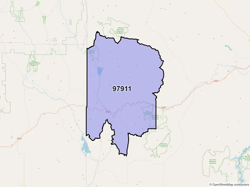 Map of Juntura, Oregon and ZIP codes