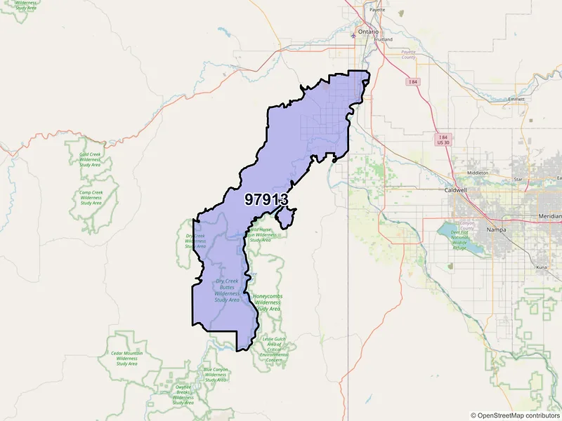 Map of Nyssa, Oregon and ZIP codes