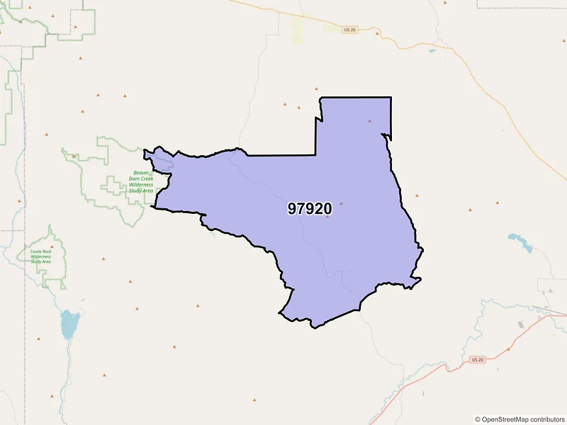 Map of Westfall, Oregon and ZIP codes