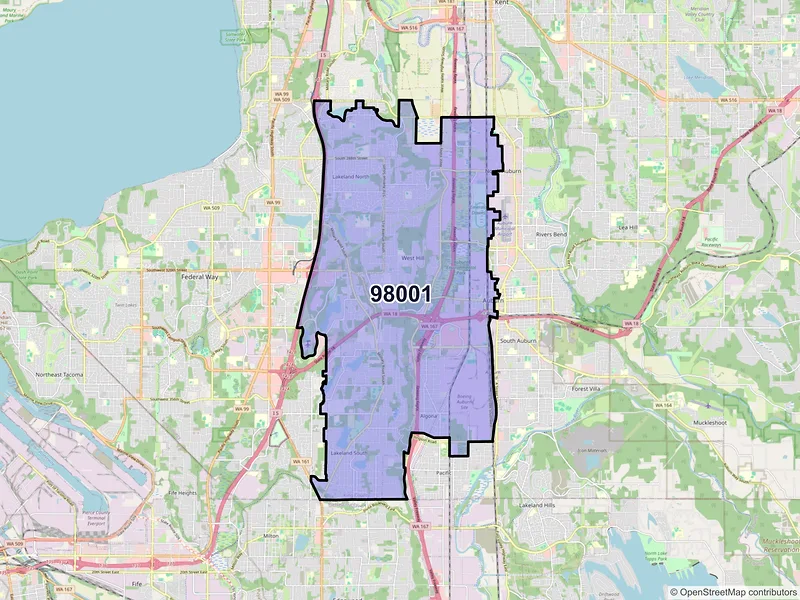 Map of ZIP Code 98001 — Auburn, WA