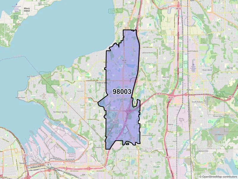 Map of ZIP Code 98003 — Federal Way, WA