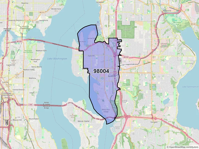 Map of ZIP Code 98004 — Bellevue, WA
