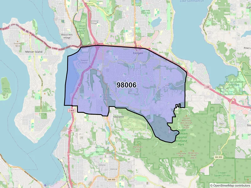 Map of ZIP Code 98006 — Bellevue, WA