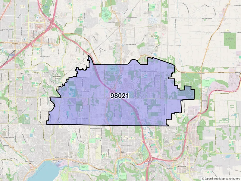 Map of ZIP Code 98021 — Bothell, WA
