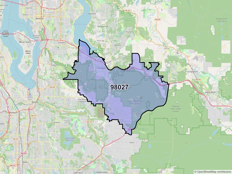 Map of ZIP Code 98027 — Issaquah, WA