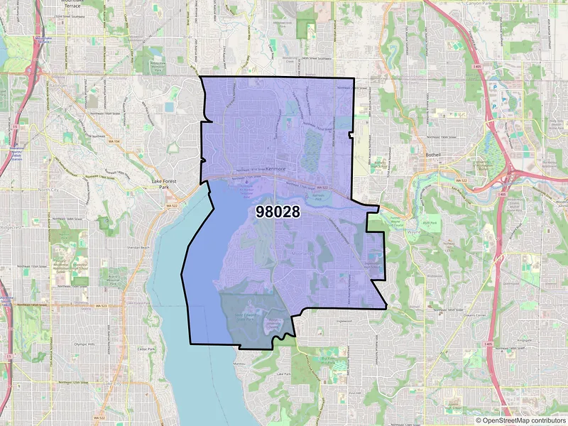 Map of ZIP Code 98028 — Kenmore, WA