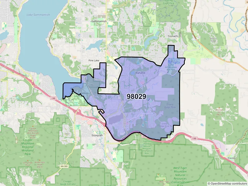 Map of ZIP Code 98029 — Issaquah, WA