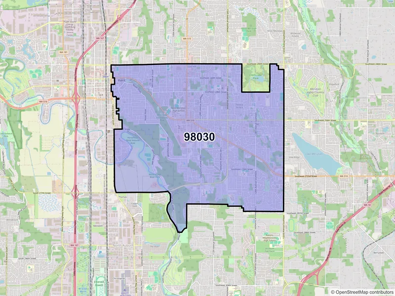 Map of ZIP Code 98030 — Kent, WA