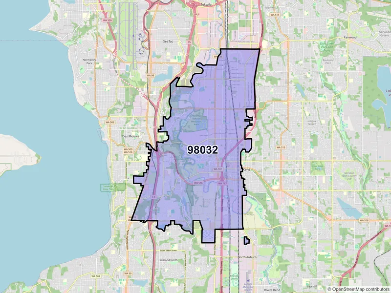 Map of ZIP Code 98032 — Kent, WA