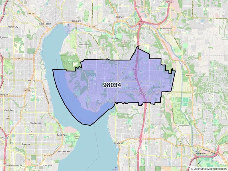 Map of ZIP Code 98034 — Kirkland, WA