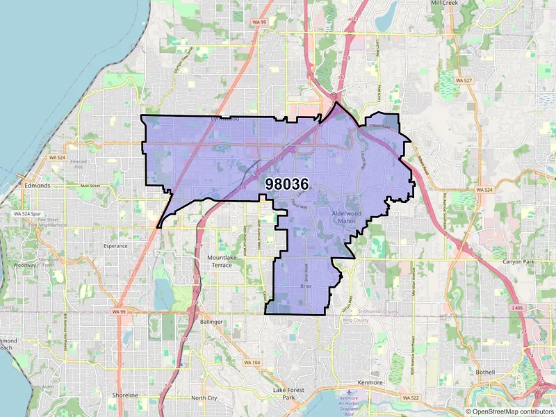 Map of ZIP Code 98036 — Lynnwood, WA